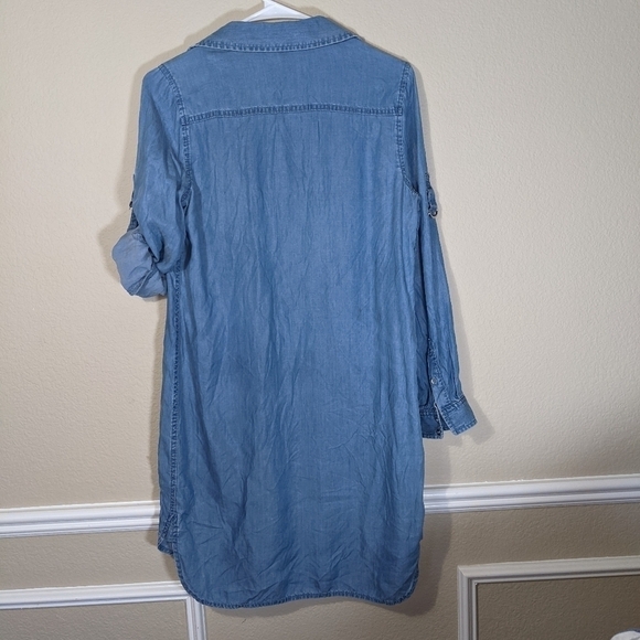 WHBM Chambray Casual Lightweight Button Down Collared Shacket Top - Picture 2 of 5